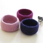 Purple felted bowl / Three ..