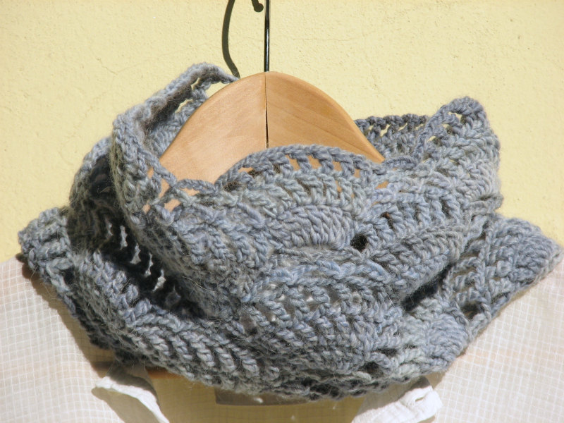Dusty blue lace cowl - Crochet Neck warmers - Luxury wool - 