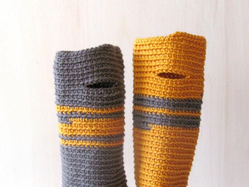 Fingerless gloves - wrist warmer - Winter accessories - wool - One of a Kind, grey and mustard yellow